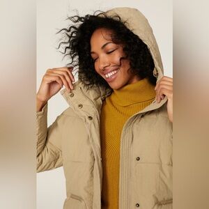 Madewell Ash Green Tokyo Puffer Jacket Coat Tan L $198 like new Warm Parka